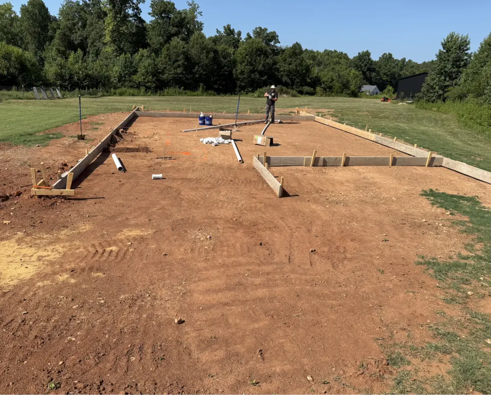 Underground drain rough-in on a new-construction slab